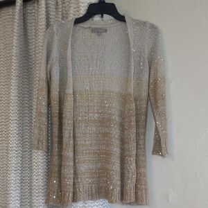 NY Collection Shimmering Gold and Cream Cardigan